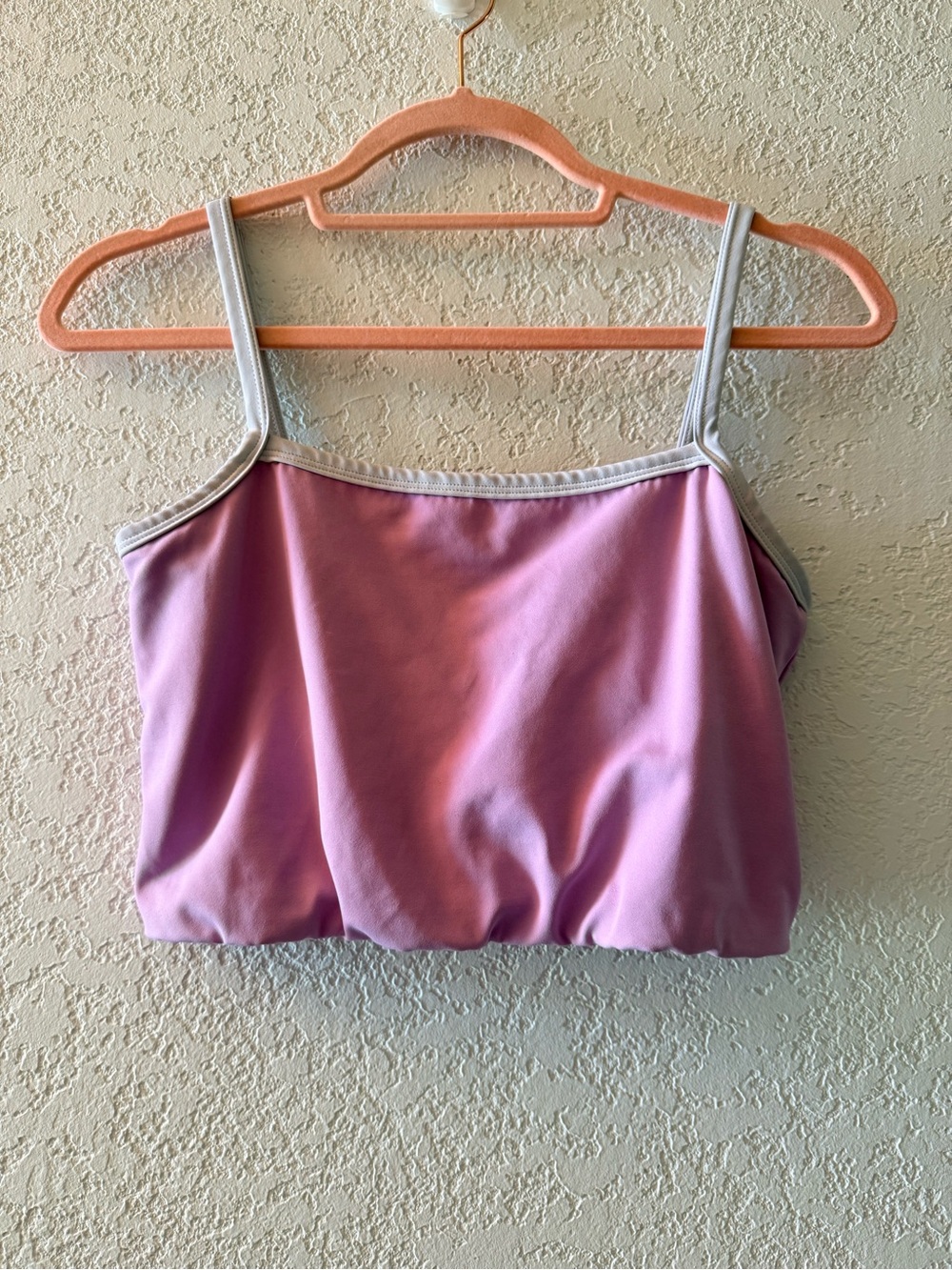 WILO The Label Lilac Pink White Womens Athletic Square Neck Crop Sports Bra Sz L